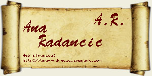 Ana Radančić vizit kartica